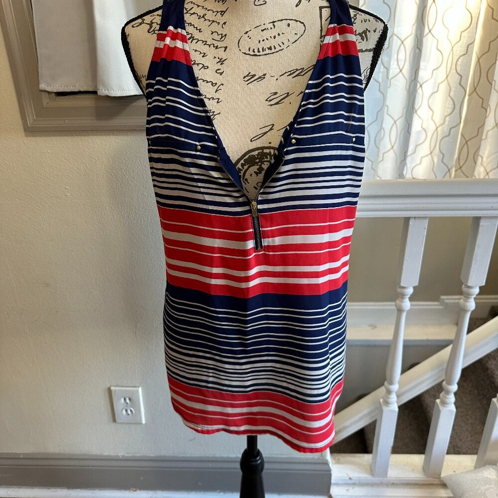 Express Tank Blouse- Red white and blue- Size Large